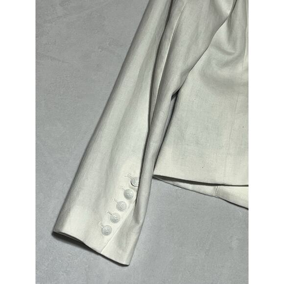 Elie Tahari Blazer Double Breasted Womens 8 White Linen Blend Open Career Office - Picture 7 of 15